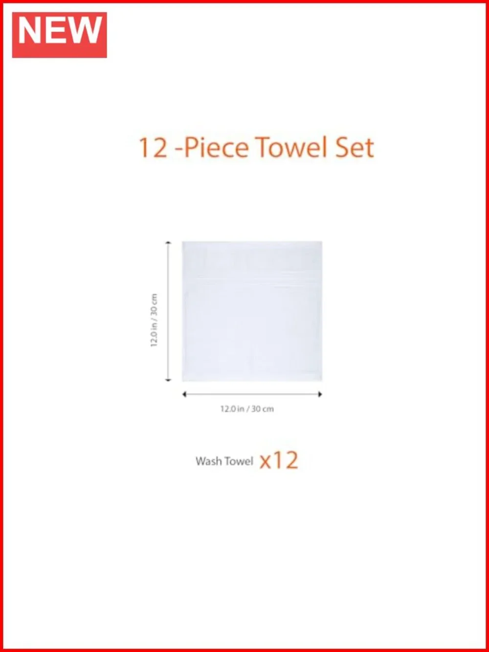 Cotton Washcloths Soft Absorbent Machine Washable 12x12 Bathroom 12-Pack